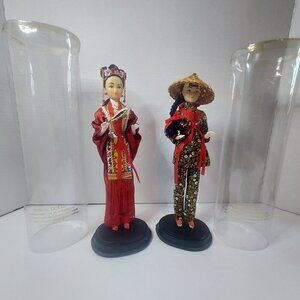 Dynasty Of Chinese Heritage Dolls In Original Containers- 10" - Vintage Lot Of 2